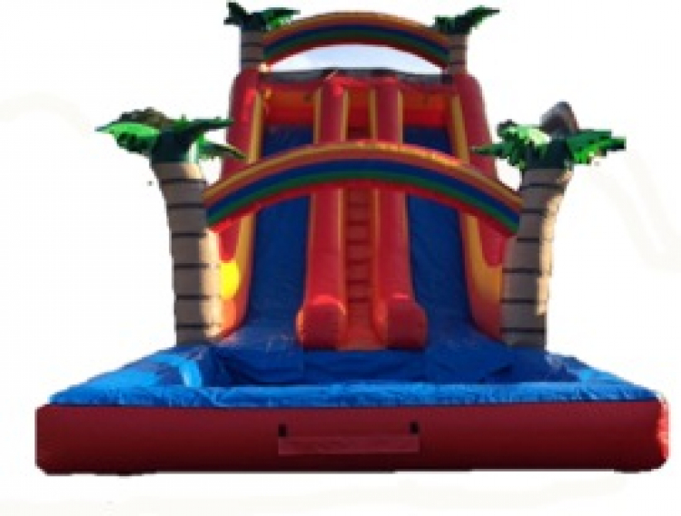 18' Red Tropical Dual Lane Water Slide with Pool (WET)