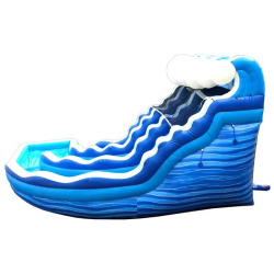 19 foot double lane inflatable water slide curved blue marble wave 3 19' Ocean Wave Dual Lane w/Curve